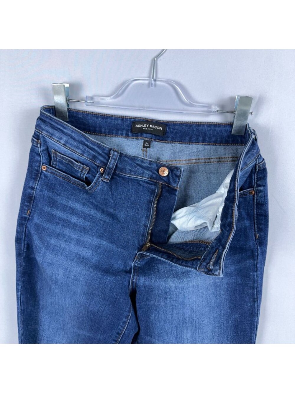 Ashley Mason Premium Flare Jeans Mid Rise Womens Size 13/31 Blue Medium Wash - Picture 4 of 11